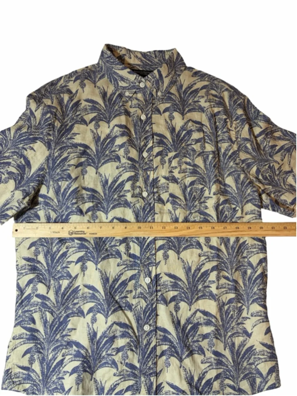 Banana Republic 100% Linen Palm Print Hawaiian Button Shirt Mens M
